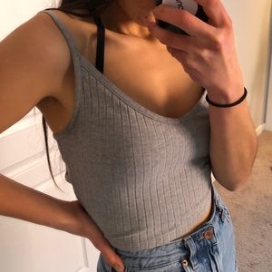 Grey Ribbed Tank Top